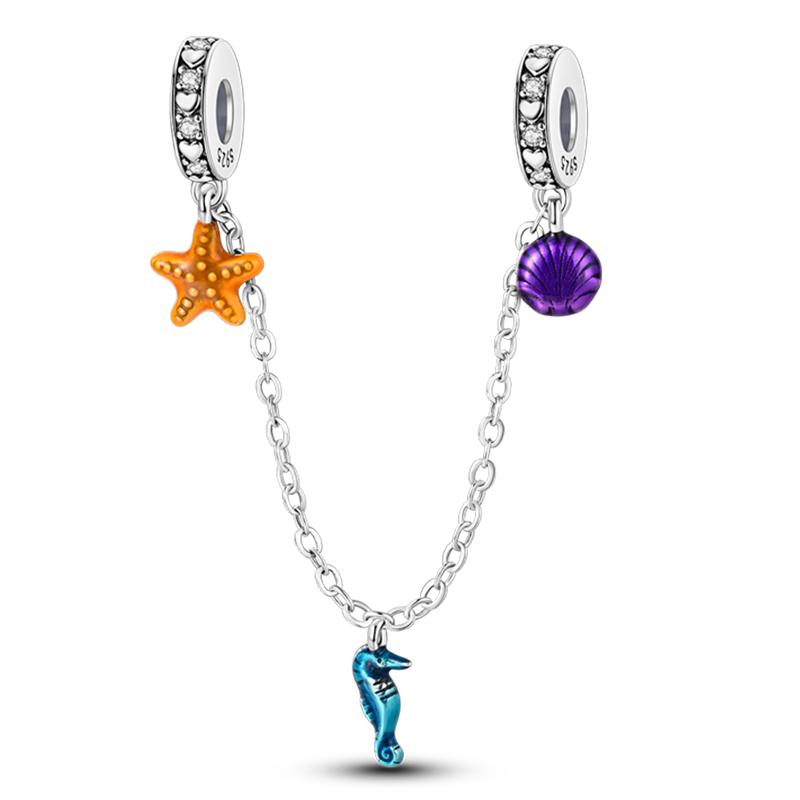 925 Silver Ocean World Series Sea Turtle Starfish Little Crab Octopus Charms Bead Fit 925 Bracelet DIY Jewelry