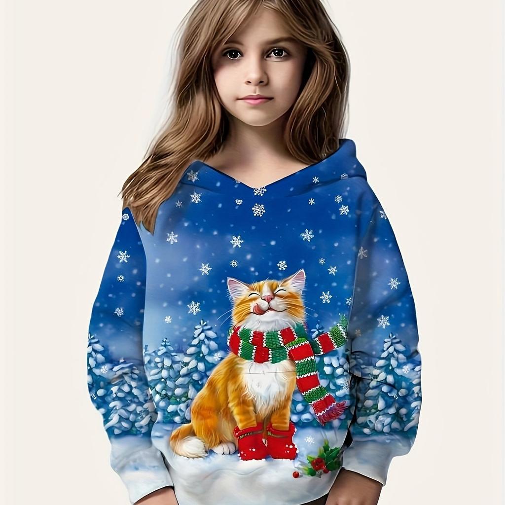 Haine pentru copii Hanorace pentru fete mânecă lungă desene animate 3D imprimeu de Crăciun Haine de primăvară de toamnă pentru copii ocazional drăguț haine de exterior pentru fete