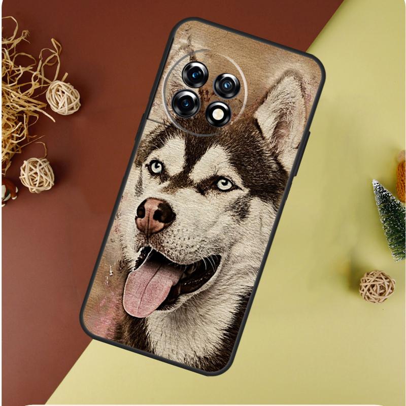Siberian Husky Sled Dog For OnePlus Nord CE 4 3 2 Lite N20 N30 9 10 Pro 8T 9RT 10T 10R 13R 12R 11 12 13 Phone Case