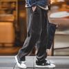 Men's Autumn Loose Vintage Corduroy Cargo Pants Wide Leg Mid Waist Striped Straight Leg Pants