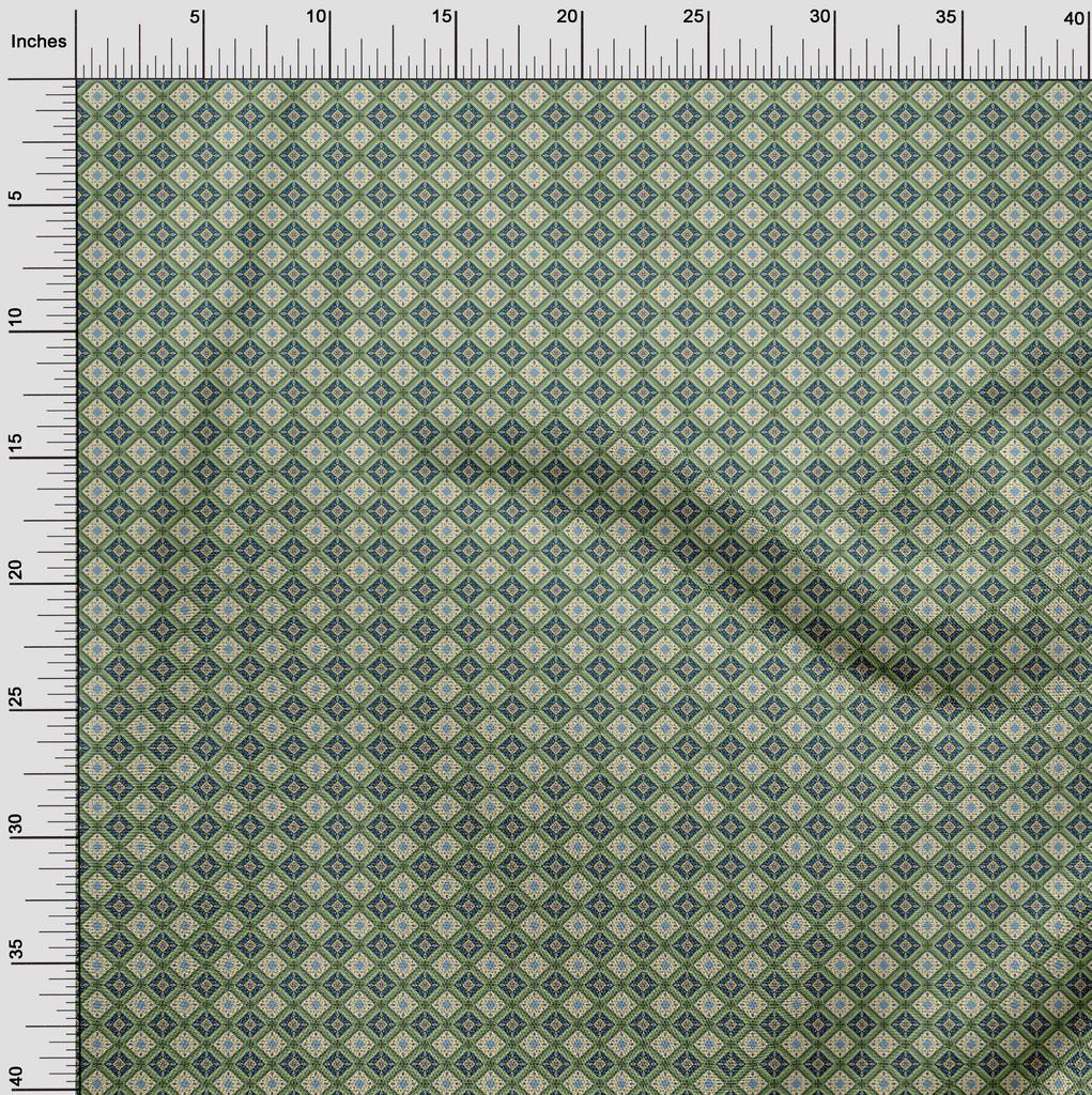 oneOone Cotton Flex Light Green Fabric Asian Kilim Sewing Material Print Fabric By The Yard 40 Inch