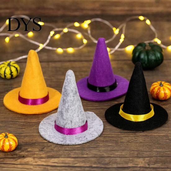 Felt Witch Hat for Party Favors 2 Pcs Mini Hats, Cute Tiny Wizard Wine Multi Color Hats Bottle Topper Halloween Favors, DIY Crafts, Home Table