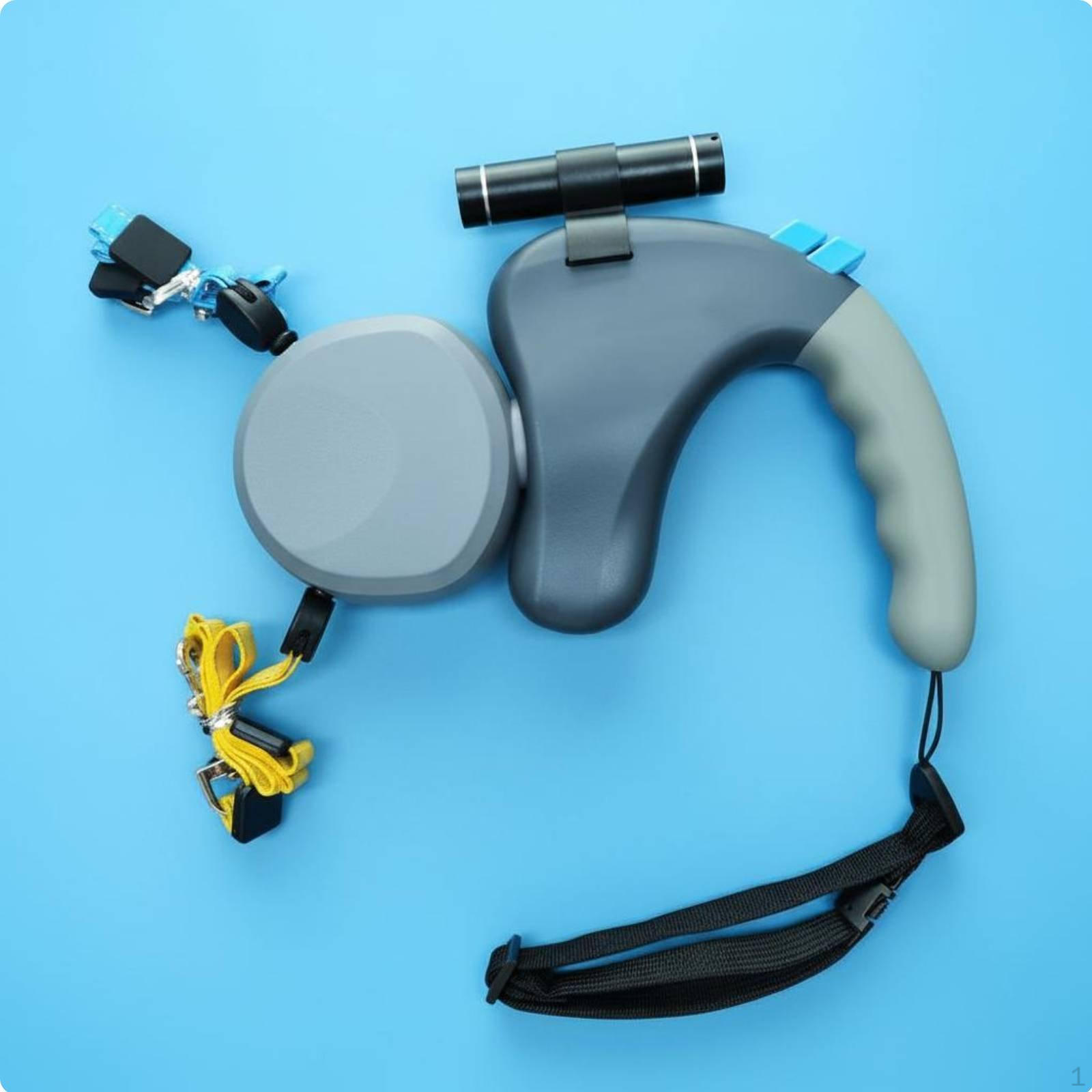 dog Leash Double Retractable Shock Absorbing Gray