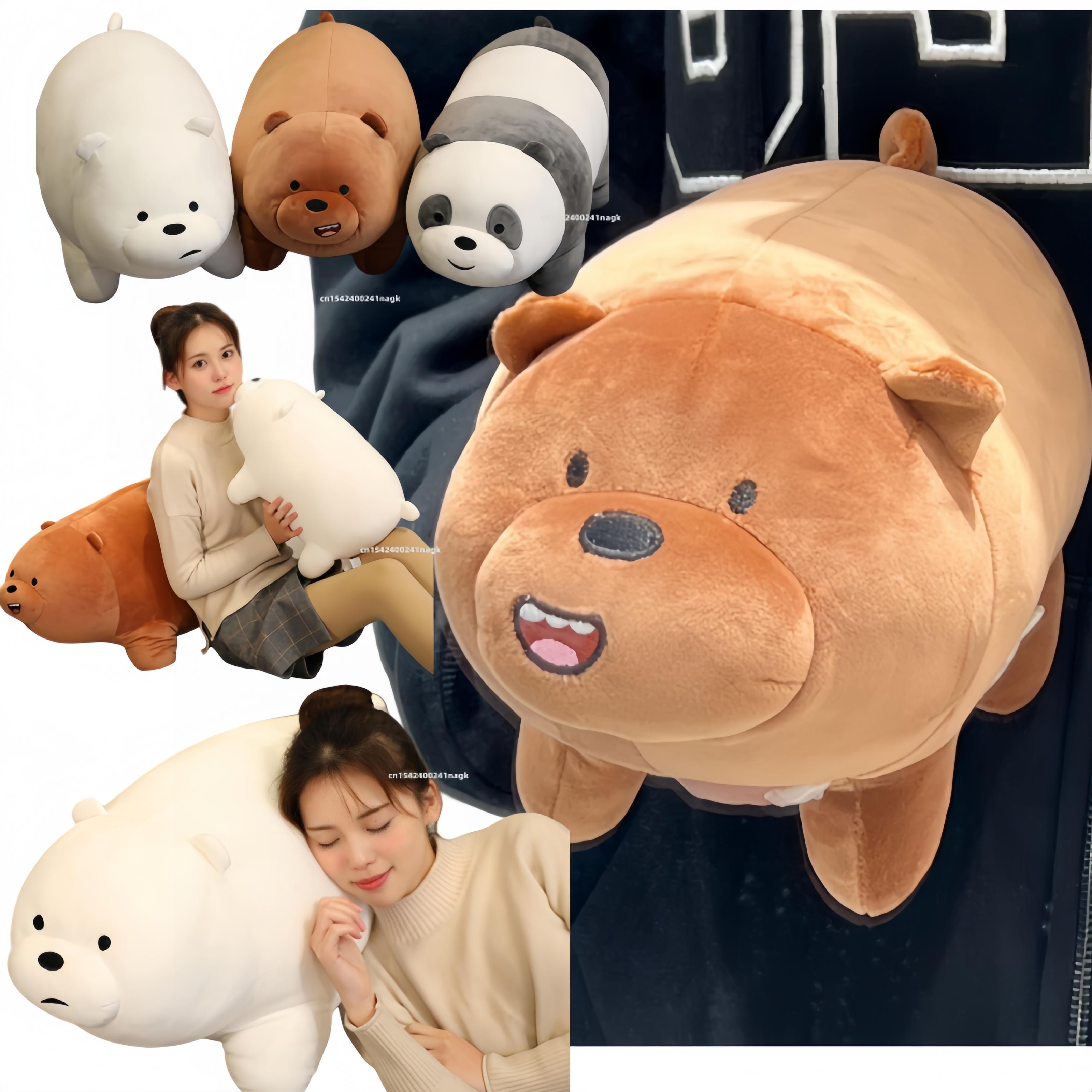Favorite Toy Unisex Big Size We Bare Bears Plush Pillow Toys Stuffed Dolls Grizzly Panda Ice Bear Soft We Bare Bears Plushies Cushion Figures Gifts