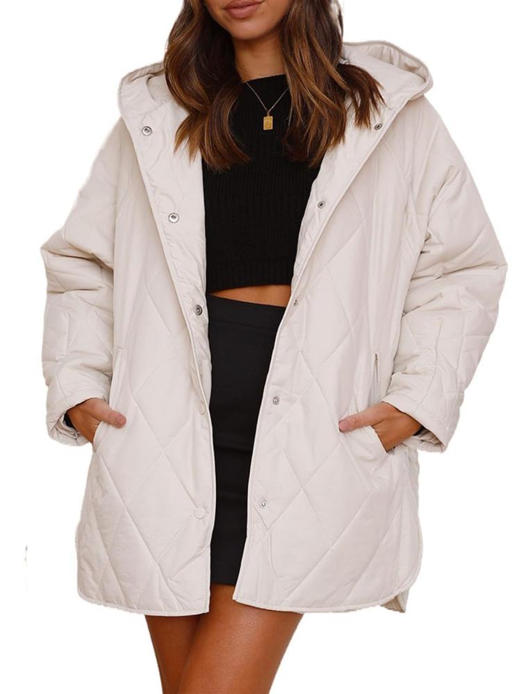 Palton lung pufos kaki cu glugă pentru femei, cu opțiuni multicolore