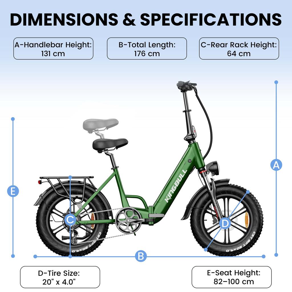 KINGBULL LITERIDE 2.0 500W City Commuter Electric Bike, 20 inches, maximum load capacity 180 kg, maximum range 90 km.