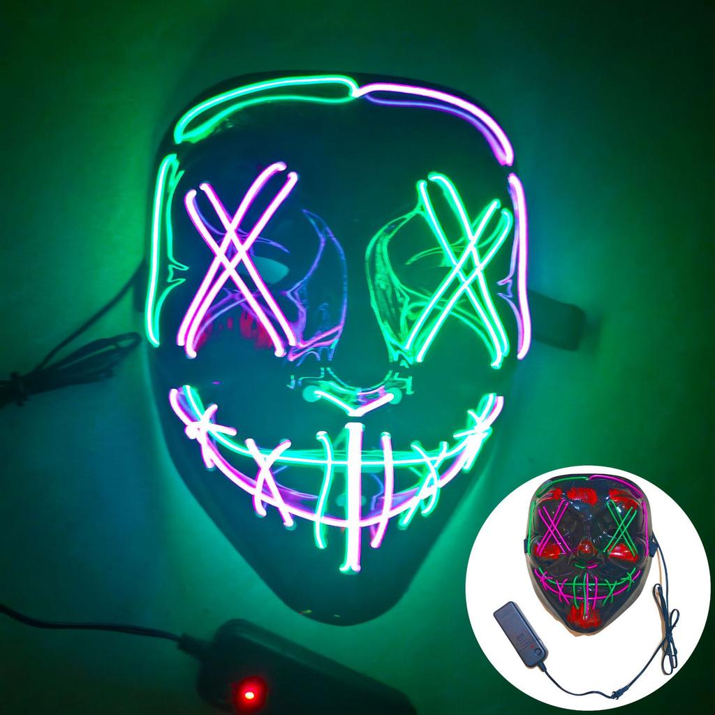 Cold Light Halloween Mask Led Luminous Black V Mask Ghost Step Cold Light Mask