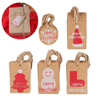 50Pcs Merry Christmas Hat/Boot/Snowflower/ Snowman Tags Cards for Wrapping Baking Decor