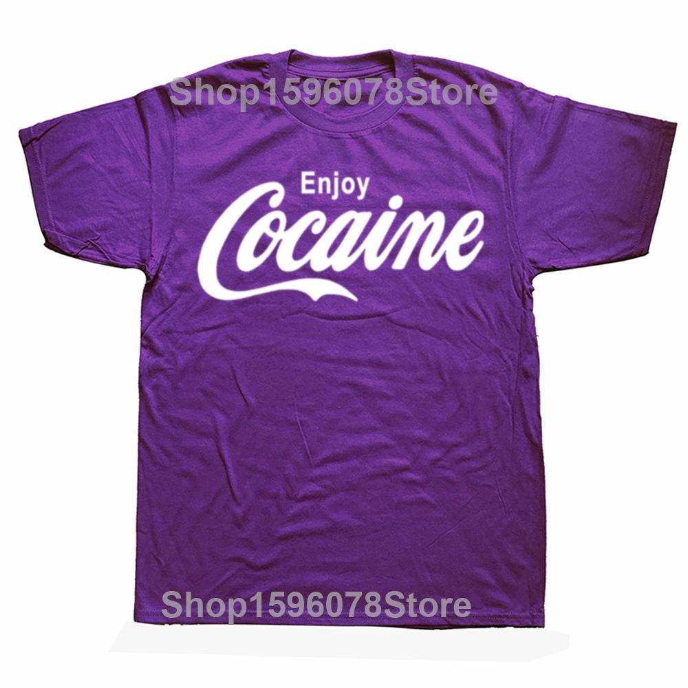 Funny Enjoy Cocaine Graphic T-shirts Men Women's Fashion Casual Oversized Tshirt 100% Cotton Loose Oversized T Shirt