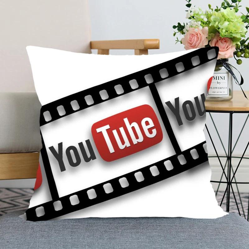 App Logo Youtube Pillowcase Bedroom Home Decorative Pillow Cover Square Zipper Pillow Cases Satin Soft Fabric 40X40Cm 45X45Cm