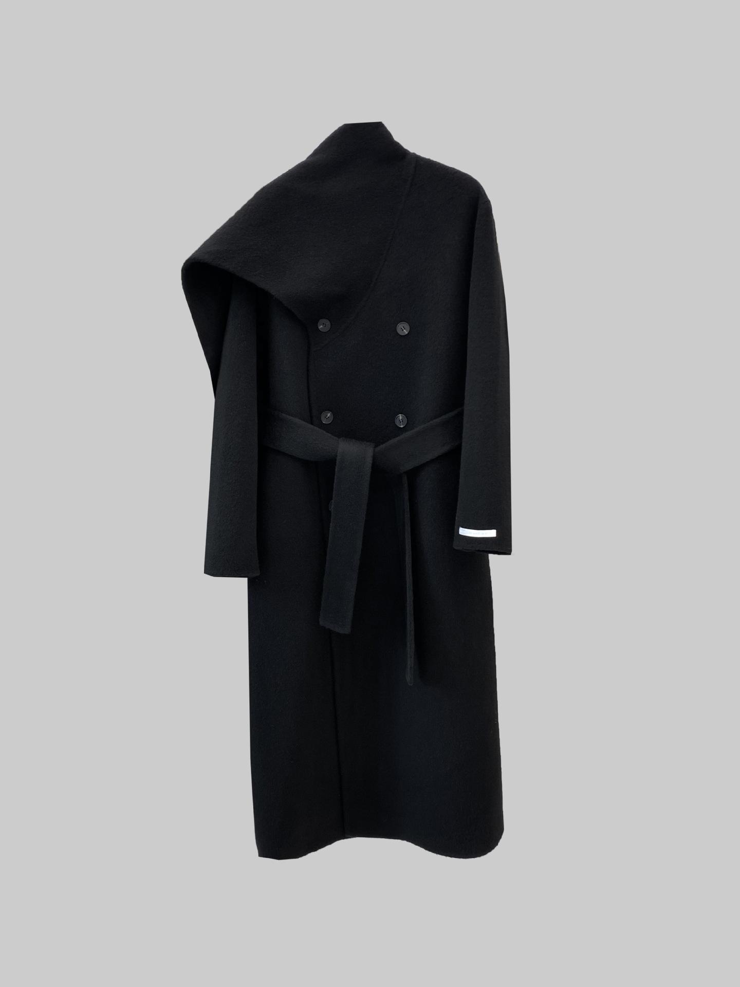 

Осенне-зимний подиумный дизайн шарф двустороннее шерстяное пальто двубортное легкая роскошь длинное пальто 25 женщин One size