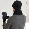 Winter Knitted Wool Hat Men Women Hat Scarf Gloves Three-Piece Velvet Warm Cap Sleeve Cap Skullies Beanies