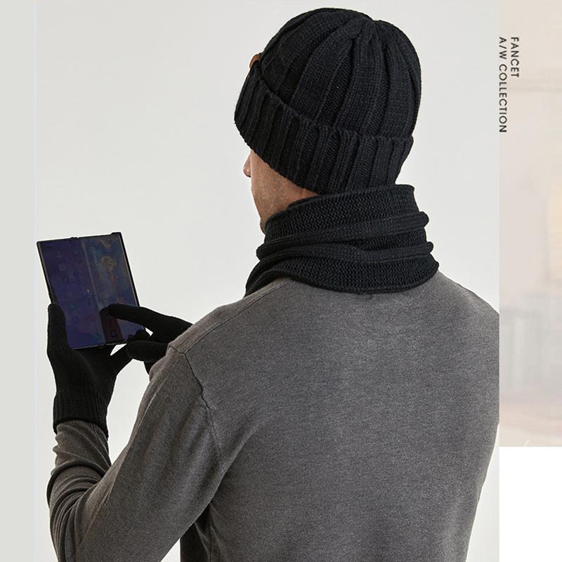 Pălărie de lână tricotată de iarnă, bărbați, femei, pălărie, eșarfă, mănuși, din trei piese, catifea, caldă, șapcă cu mânecă, șapcă, șapcă, șapcă