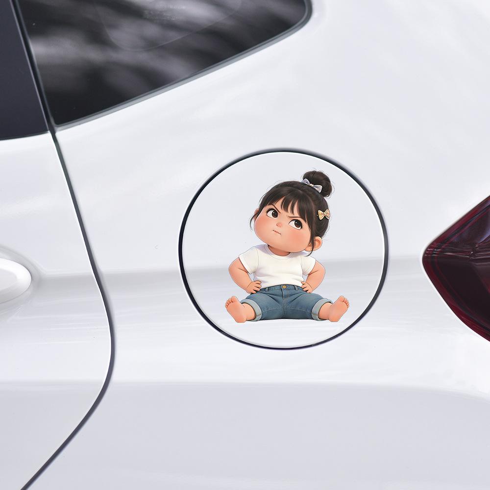 Simulation of Cute Girl Car Fuel Tank Beautification Decoration Sticker