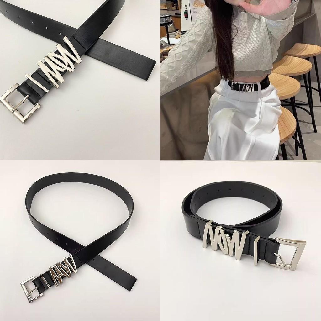 Stylish Abstract Design Women's Pu Belt For Versatile Fashionable Black Jeans