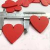 20pcs Craft Scrapbooking Wedding Diy Decor Red Love Heart Shape Wood Slice Pieces with Hole for DIY