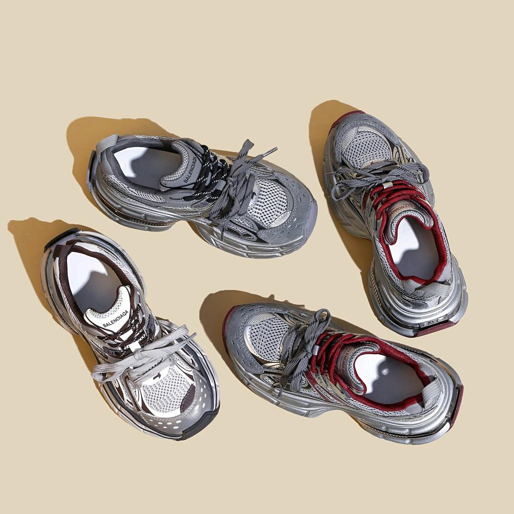 European Station silver thick-soled heightening dad shoes for women 2025 autumn and winter new mesh breathable sports and leisure shoes for women