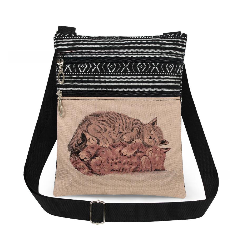 

1PC Cat Print Tote Bags Women Shoulder Handbags Postman Package 6956