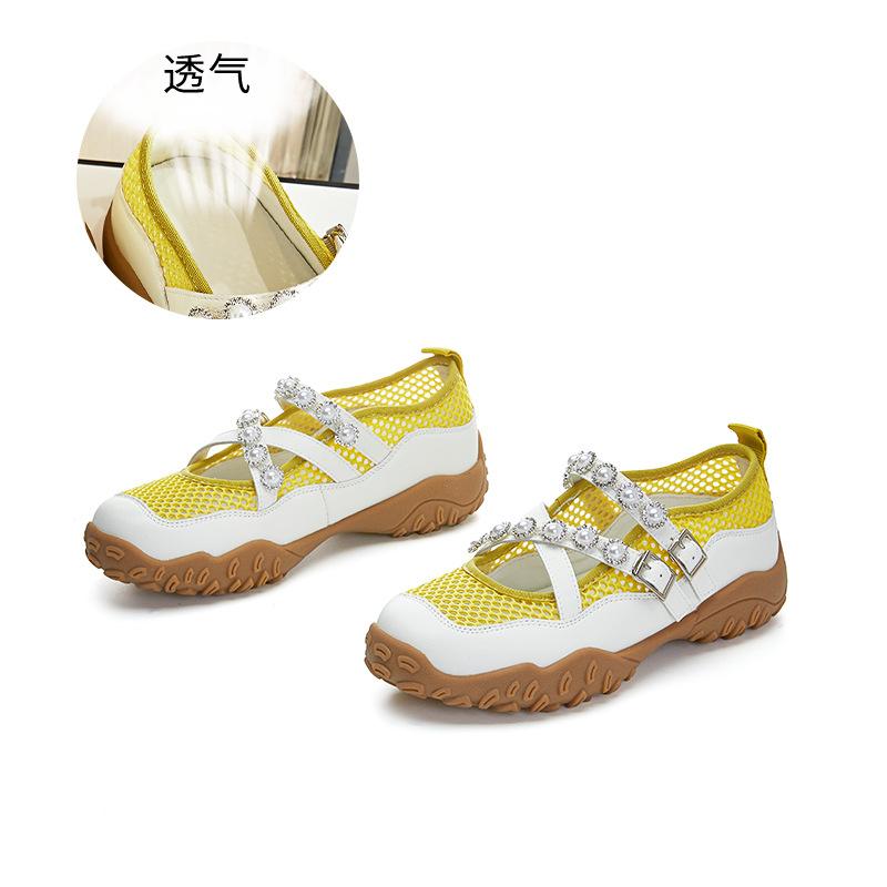 

Pearl Mary Jane shoes 2025 summer platform height increase women s shoes casual versatile breathable single shoes commuter fashion women s shoes 40 жёлтый