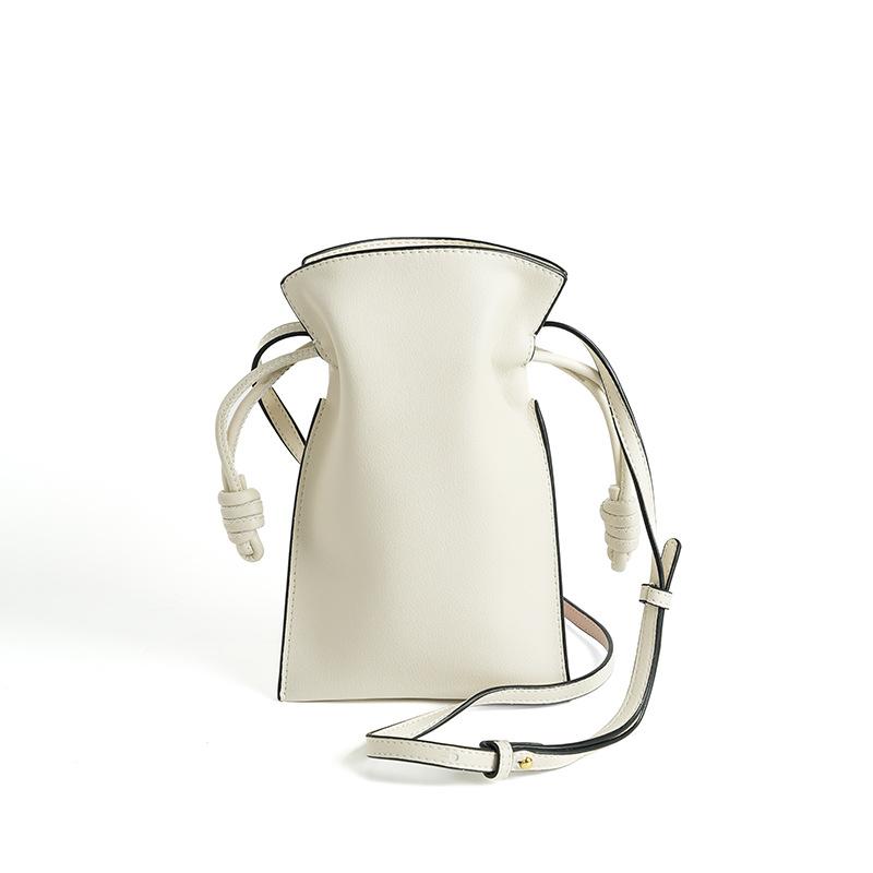 

Складная сумка на шнурке, сумка для мобильного телефона, женственный премиальный вид, простая маленькая сумка из коровьей кожи, универсальная сумка-мессенджер для поездок на работу белый