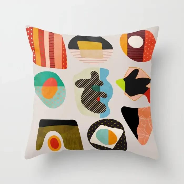 Decorative Home Pillow Case Cushion Covers  Nordic    Pink Red Morandi Geometric Abstract  Yellow