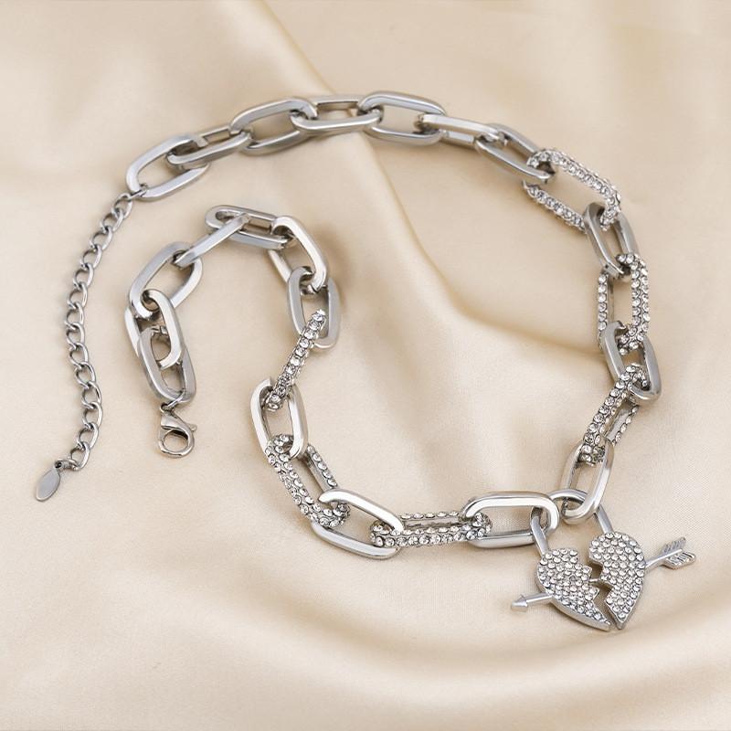 

Steel Dazzling Titanium Heart Charm Necklace For Women With Stylish Lock For Looks Trendy
