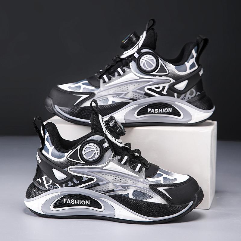 

Boys basketball shoes medium and older boys button running shoes spring and autumn new leather waterproof children s sports shoes 40
