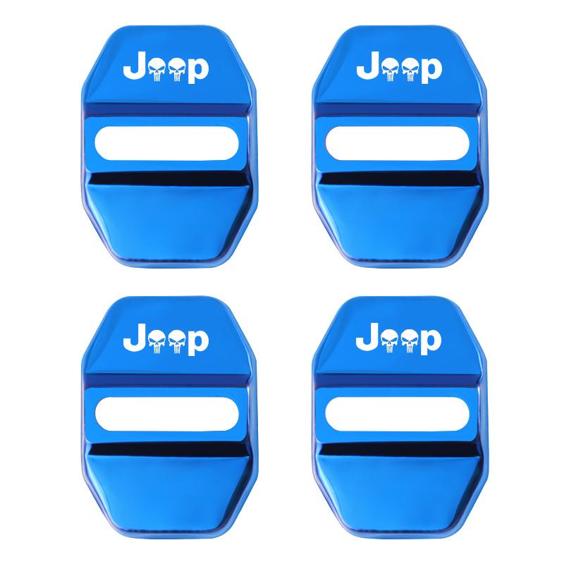 Cup Holders 4PCS Metal Car Door Lock Cover Protection Sticker For Jeep Wrangler JL JK Renegade Grand Compass Gladiator Cherokee