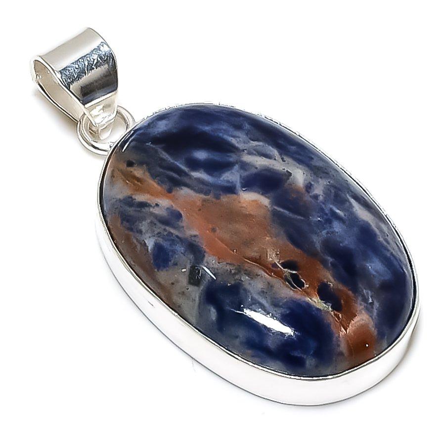 Calcite Agate Gemstone Handmade 925 Sterling Silver Jewelry Pendant 1.93" SU-10890