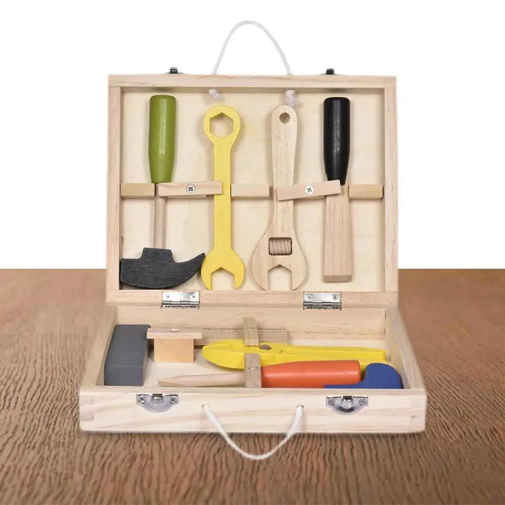 

Kids Montessori Tool Set Wooden Tool Kit Toolbox Educational Toys for Boys Girls Tool Construction Play Accessories Set