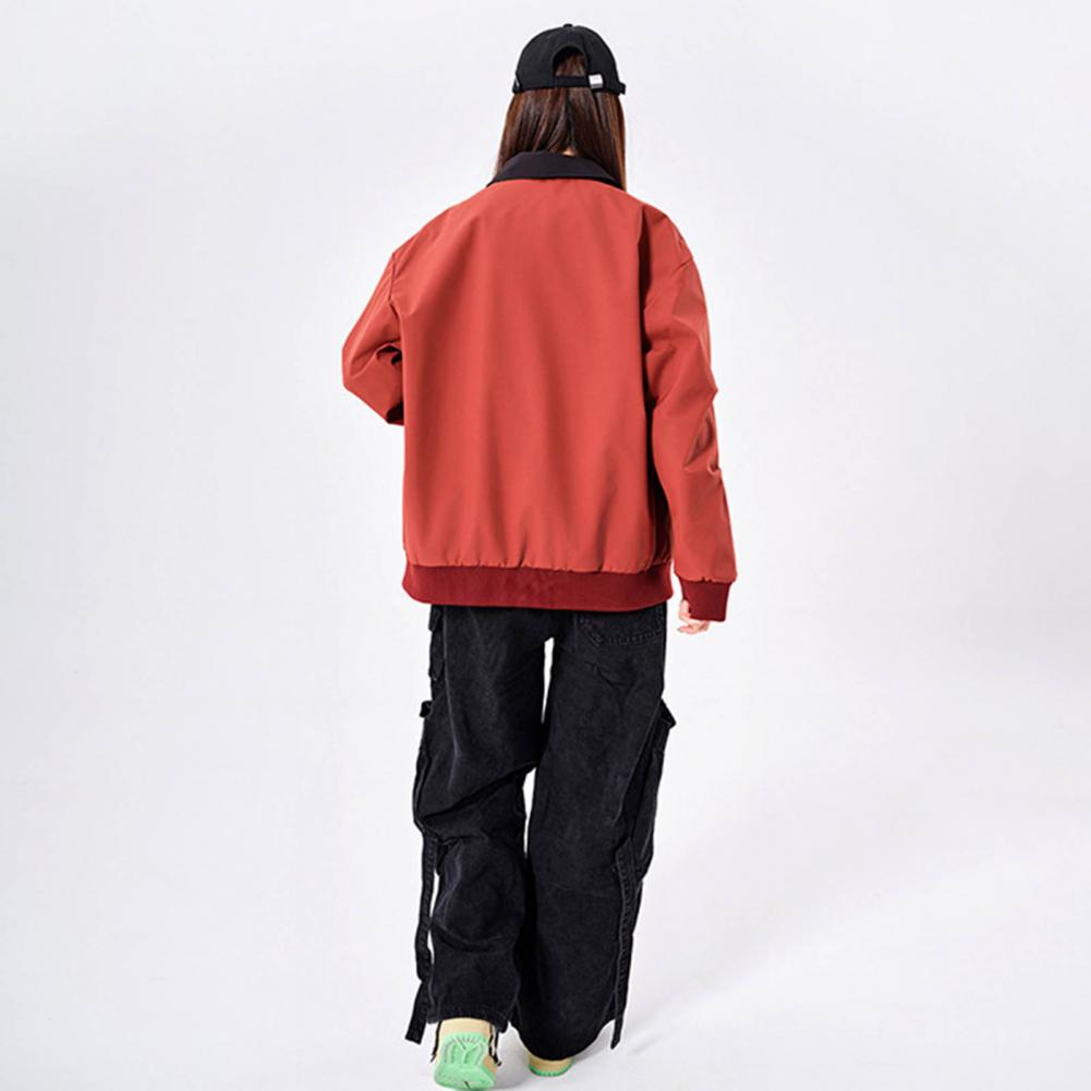 Women Everyday Coat Lapel Long Sleeve Patchwork Color Elastic Hem Jacket Zipper Placket Autumn Outwear