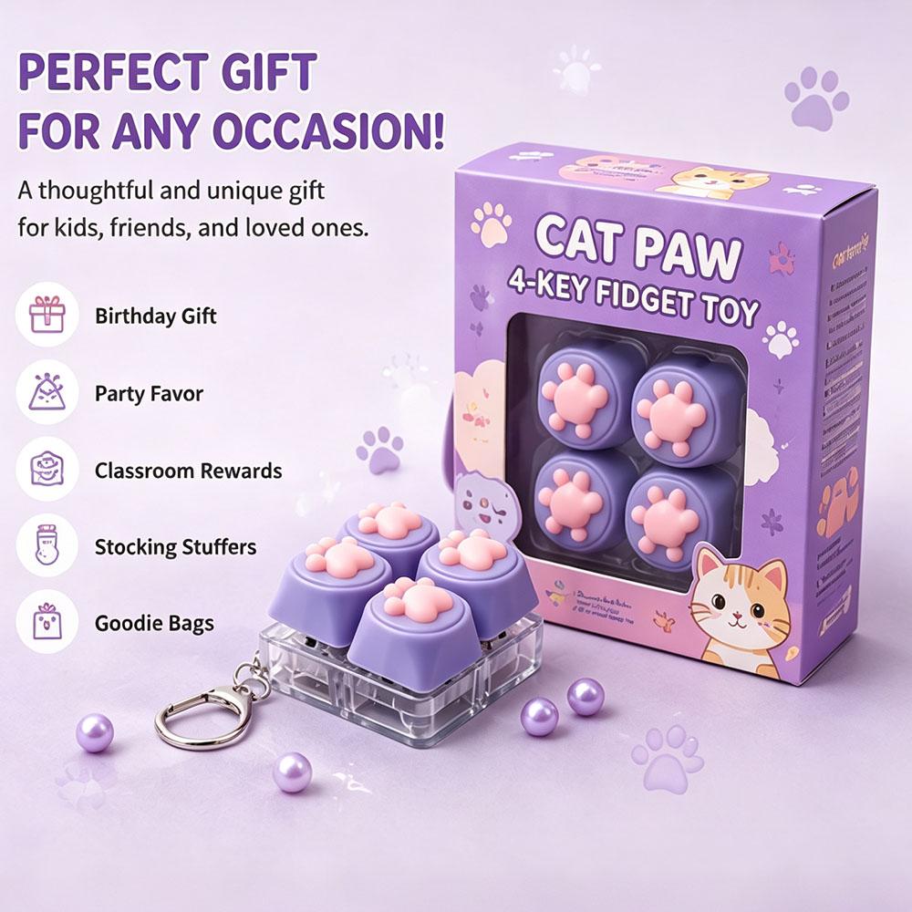 Coquette Room Stuff Cozy Tech Accessories Cute Cat Paw Silicone Keychain Squishy Tactile Gadget Mechanical Keyboard Lover Gift