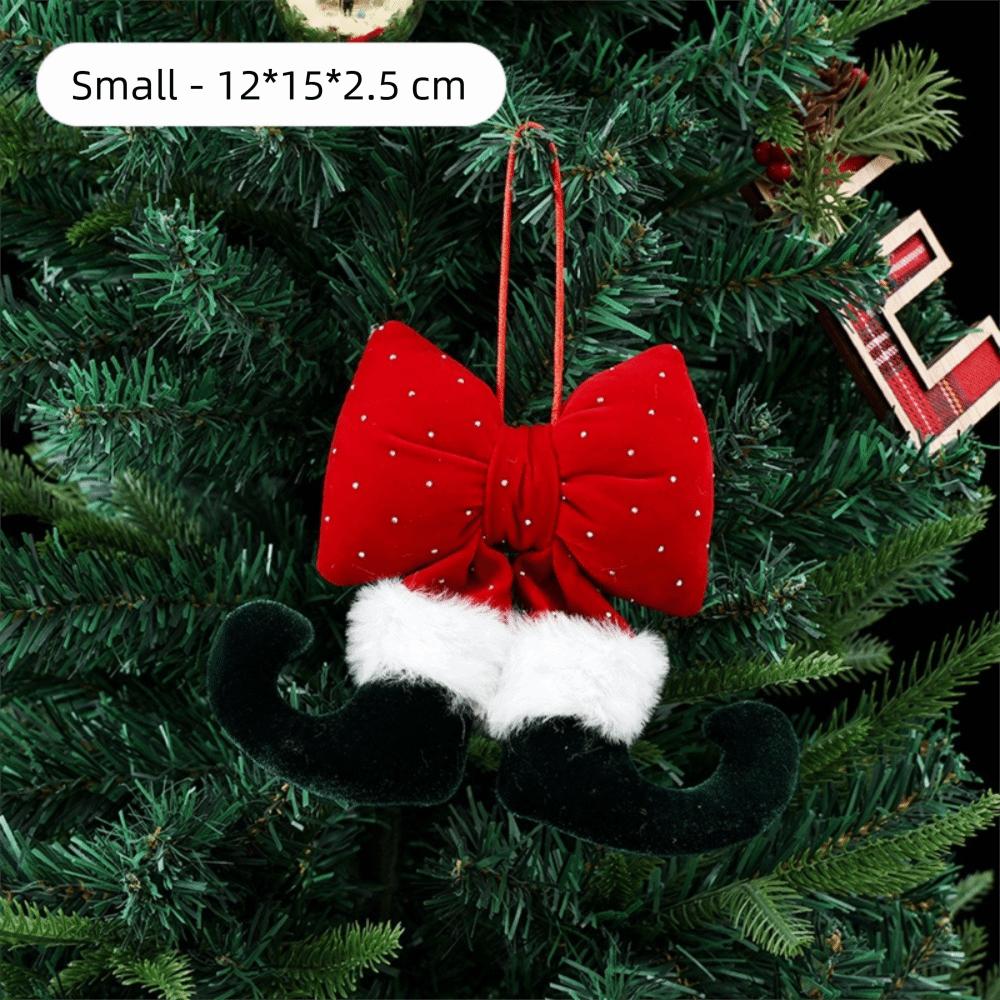 Rhinestone Velvet Bowknot Decoration Wine Red Bowknot Hanging Ornament Xmas Decor