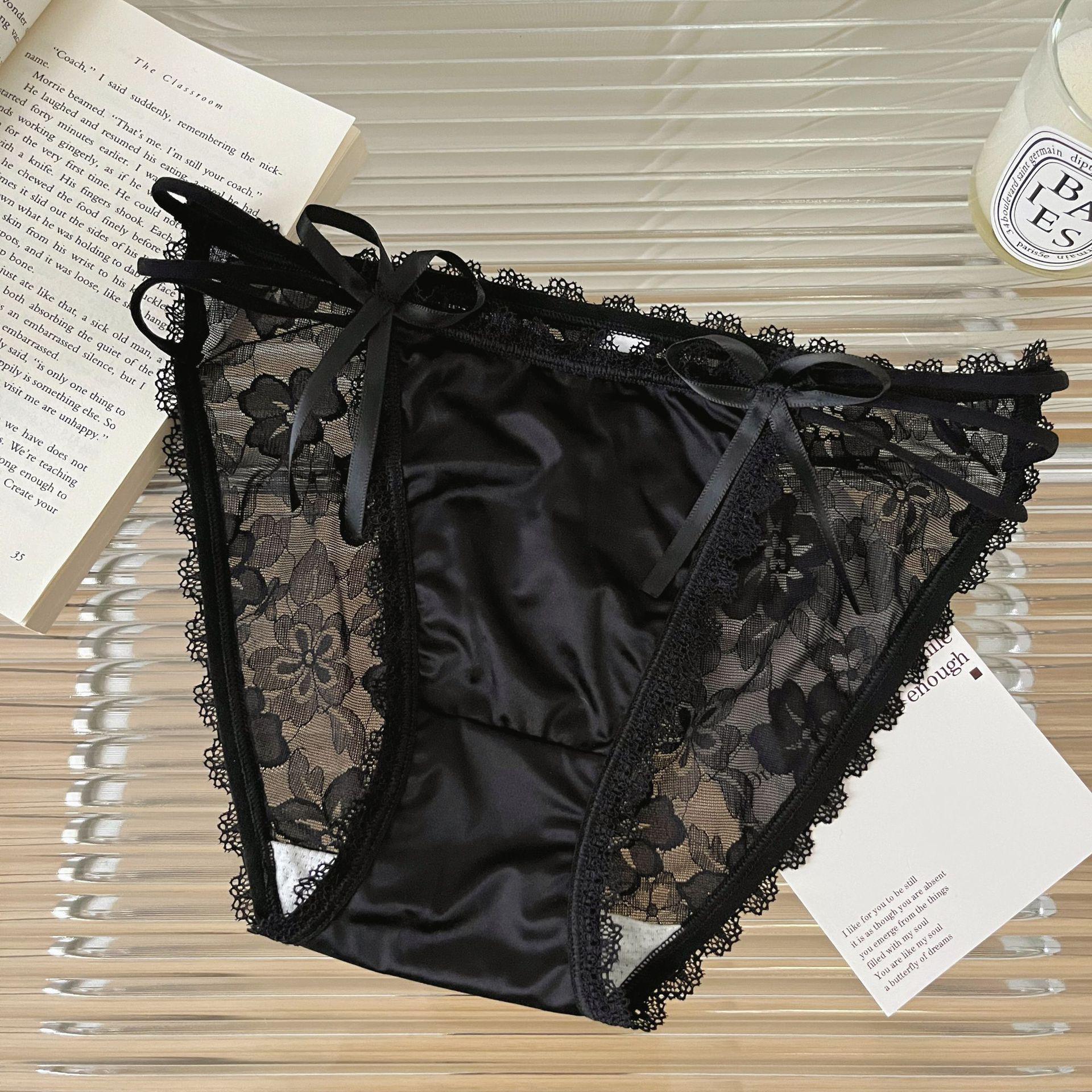 Women s Lace Shimmering Satin Panties: Sexy Low Waist, High Cut Briefs One Size (40-60 kg)