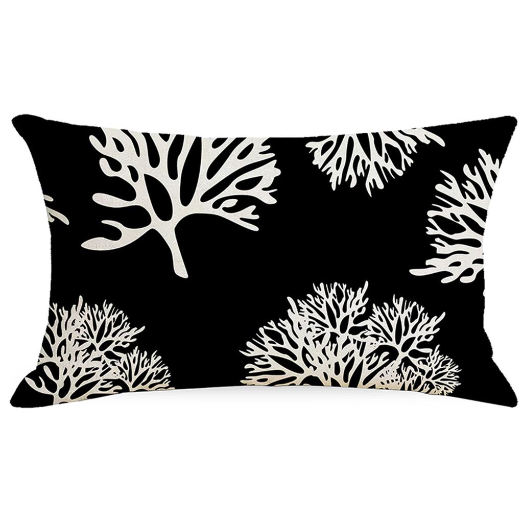 Modern Simple Black And White Pillow Living Room Sofa Bedroom Backrest Single Side Linen Abstract Striped Plaid Pillow Quality