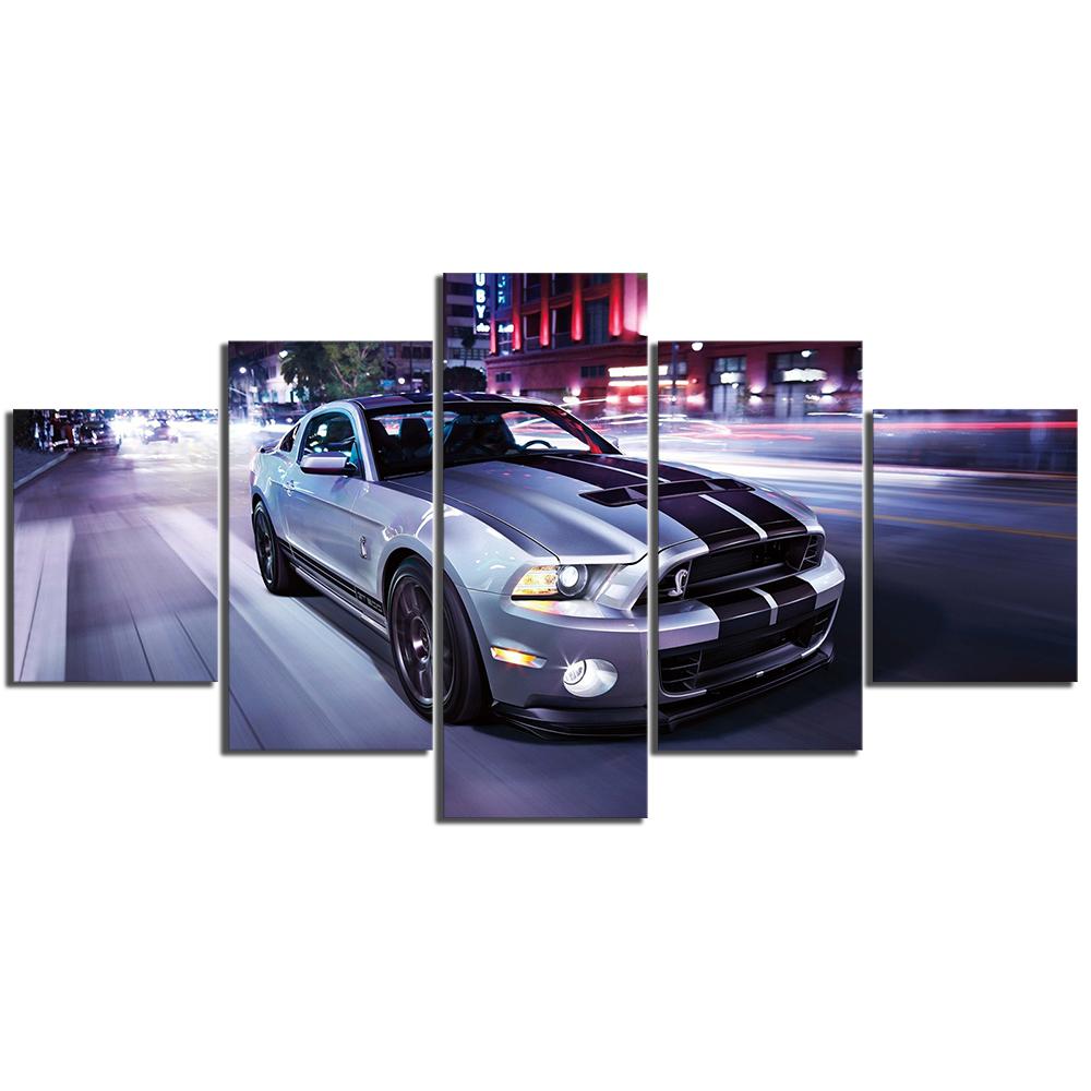 

Wall Art Canvas Print 5pcs Famous Vehicle Ford Mustang Shellby GT500 Super Snake Car Poster Home Decor Painting Modular Pictures 20x35 20x45 20x55cm