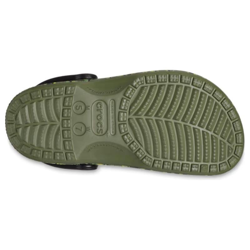 Crocs Breathable Round Toe Thick Sole Hole Shoes Unisex Camouflage Green