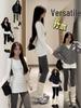 Women's Slim Fit Long Sleeve White Shirt with Cinched Waist, Mid-Length, Plus Velvet - New for Autumn/Winter 2025