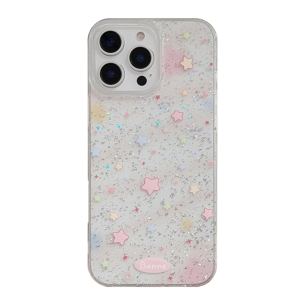 Korean Ins Pink Shaved Stars Applicable To Apple 17pro Max Mobile Case 16iphone14 Glitter Powder
