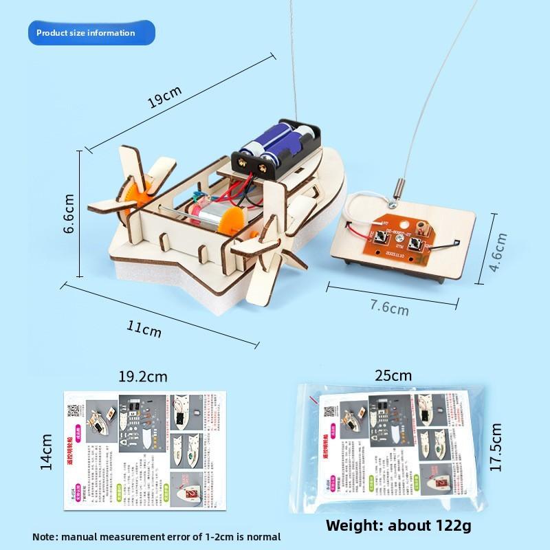 Science Experiment Material Kit For Kids With Remote Control Boat Diy Stem Educational Toy For Children