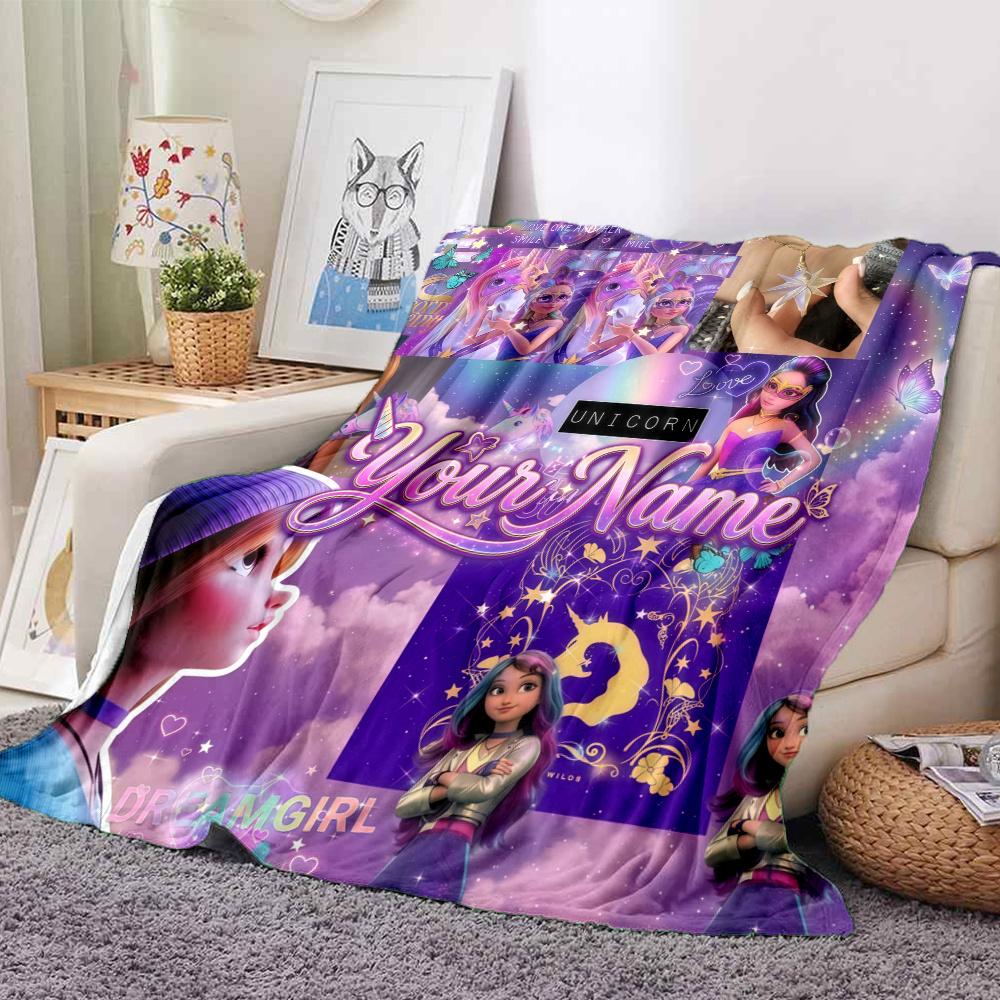 1PC Unicorn Academy Custom Name Patterned Flannel Blanket Suitable For All Seasons For Home Decor Warmth And Comfort Gifts Holiday Present