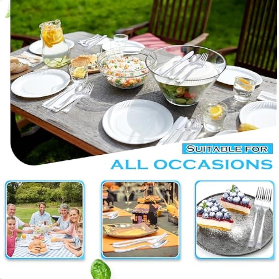 150 Pieces Disposable Cutlery Set Plastic Silverware Heavy Duty Utensil Sets 50 Forks 50 Knives 50 Spoons for Home Office Schoo