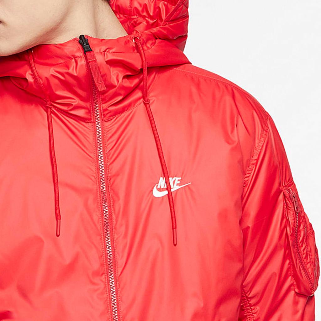 Nike Sportbekleidung Windrunner Einfarbig Markenlogo-Druck Wendbar Kapuzen-Baumwolljacke Herrenjacke Rot CJ4378-657