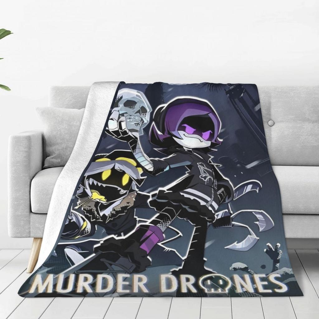 Soft Warm Blanket Camping Robot Murder Drones Anime Movie Bedding Throws Uzi Flannel Bedspread For Living Room Sofa Bed Cover
