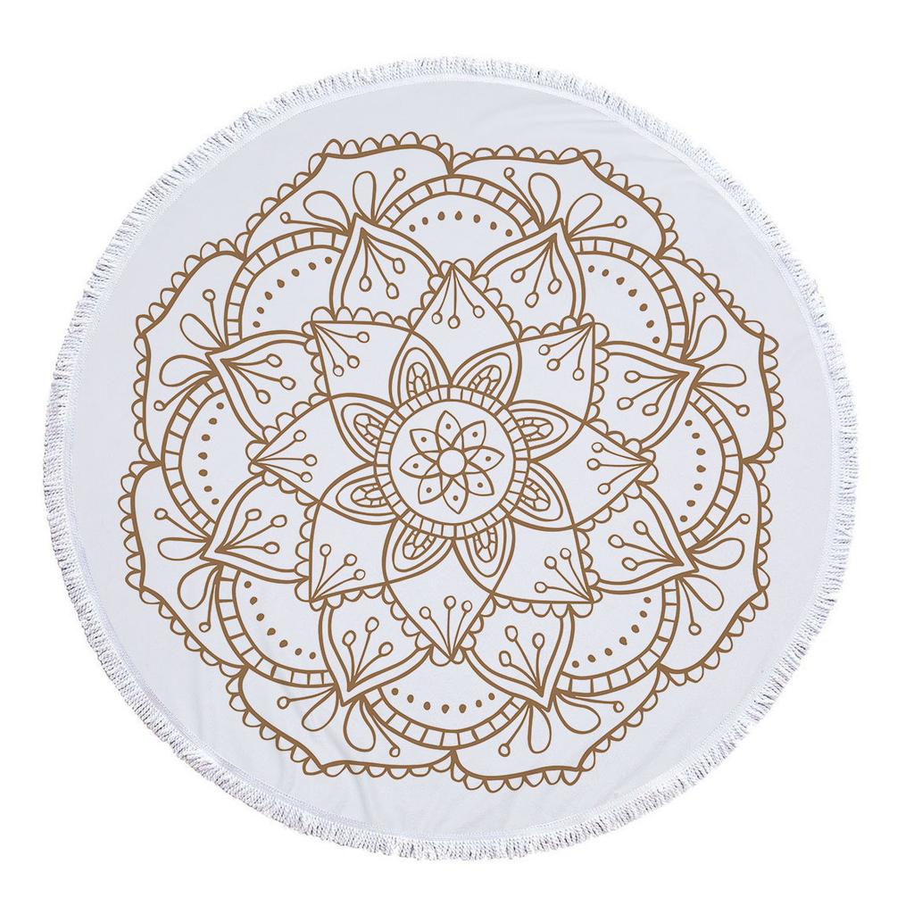Bohemia Mandala Round Beach Towel Tassels Microfiber Exotic Flower Geometric Pattern Bath Towel Picnic Yoga Mat Bikini Cover Up