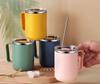 450ml Stainless Steel Heat Insulated Coffee Milk Mug Thermal Coffee Cup Double Wall with Handle and Lid Travel Drinking Tumbler