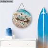 2D, Summer Beach Shells Starfish Wood Round Sign Summer Home Office Wall Decoration Seaside Party Decoration Rustic Farmhouse Bathroom Shelves