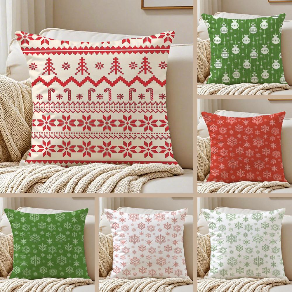 Christmas Snowflakes Cushion Cover Pillowcase Antidustmite Invisible Zipper Short Plush Sofa Cushion