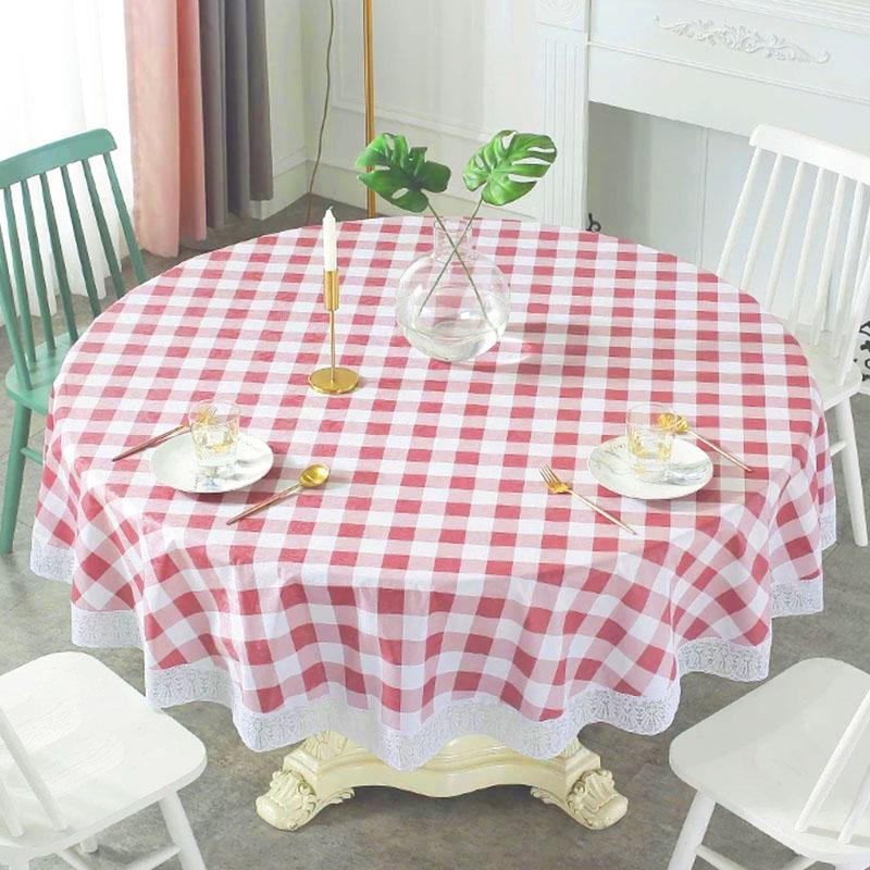1PC Picnic Blanket Lace Table Nappe Party Decor Table Cover Oil-proof Tablecloth Round PVC Printing Mantel Mesa Waterproof