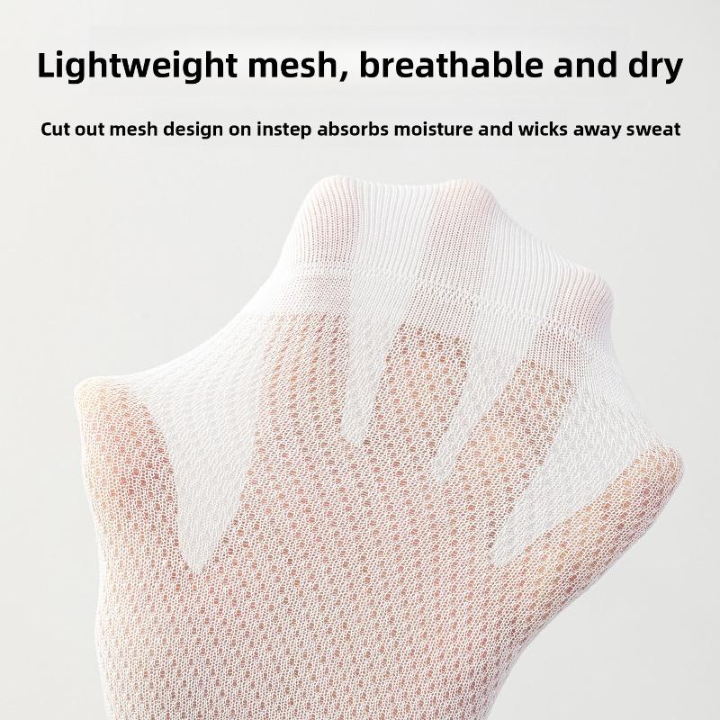 Cotton Socks, Men's Mid-length Summer/autumn Mesh Breathable Shallow-mouth Sports Anti-odor Business Suit Leather Shoes, Long Socks